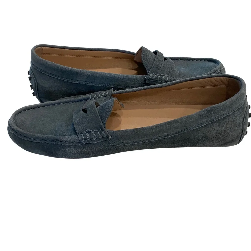 Banana Republic Mens Navy Blue Suede Penny Loafer Driving Shoes Moc Toe Size 11